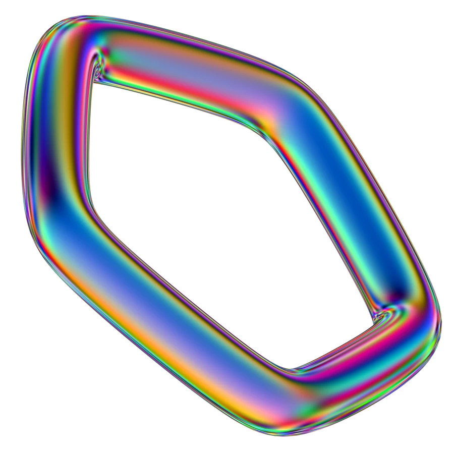 潮流酸性全息金属镭射机能彩虹3D立体几何图形png免抠图片素材【093】